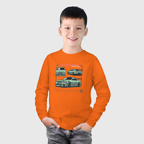 Детский лонгслив Ниссан скайлайн / Оранжевый – фото 3