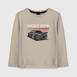 Лонгслив хлопковый детский Nissan skyline night ride, цвет: миндальный