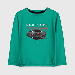 Лонгслив хлопковый детский Nissan skyline night ride, цвет: зеленый