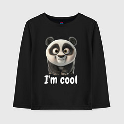 Лонгслив хлопковый детский Крутая панда cool, цвет: черный