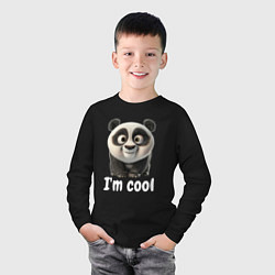Лонгслив хлопковый детский Крутая панда cool, цвет: черный — фото 2
