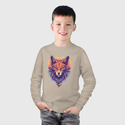 Лонгслив хлопковый детский Foxs Fiery Head, цвет: миндальный — фото 2