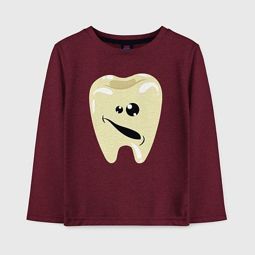 Детский лонгслив Милый зубик / Меланж-бордовый – фото 1