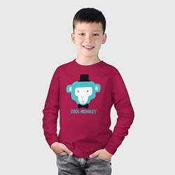 Лонгслив хлопковый детский Cool monkey, цвет: маджента — фото 2