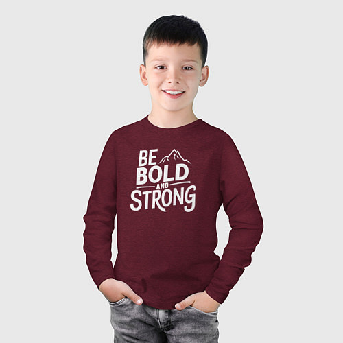 Детский лонгслив Будь смелым и сильным / Меланж-бордовый – фото 3