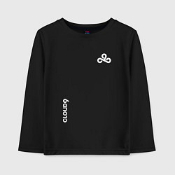 Лонгслив хлопковый детский Cloud9 - white logo, цвет: черный