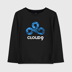 Лонгслив хлопковый детский Cloud9 - blue cloud logo, цвет: черный
