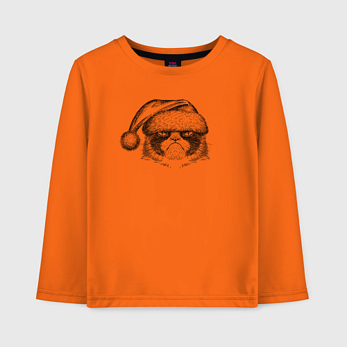 Детский лонгслив Grumpy cat Santa / Оранжевый – фото 1