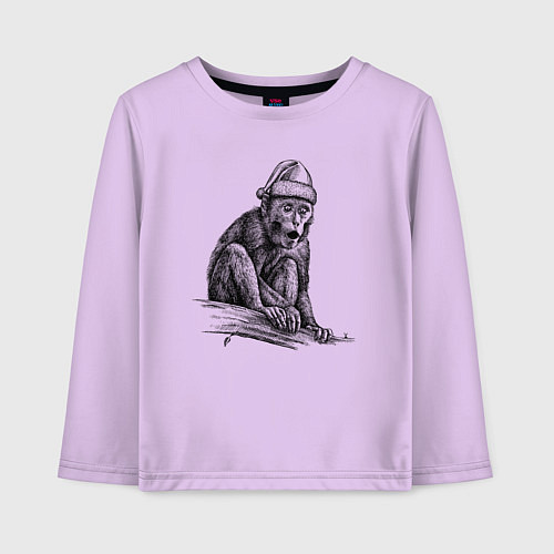 Детский лонгслив Новогодний примат / Лаванда – фото 1