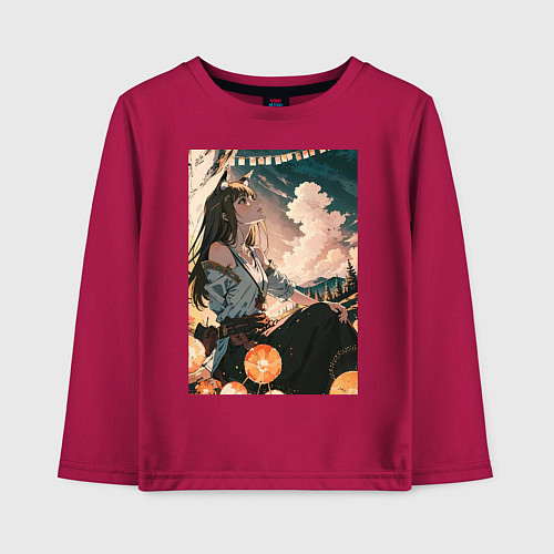 Детский лонгслив Волчица и пряности Холо / Маджента – фото 1