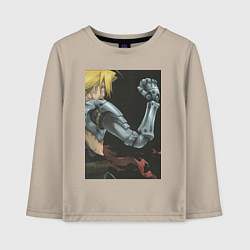 Лонгслив хлопковый детский Стальной алхимик Эдвард Элрик, цвет: миндальный