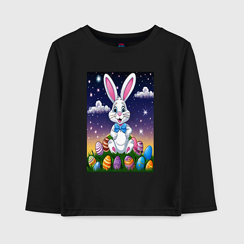 Детский лонгслив Ушастик и яички / Черный – фото 1