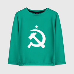 Лонгслив хлопковый детский Белый серп и молот, цвет: зеленый