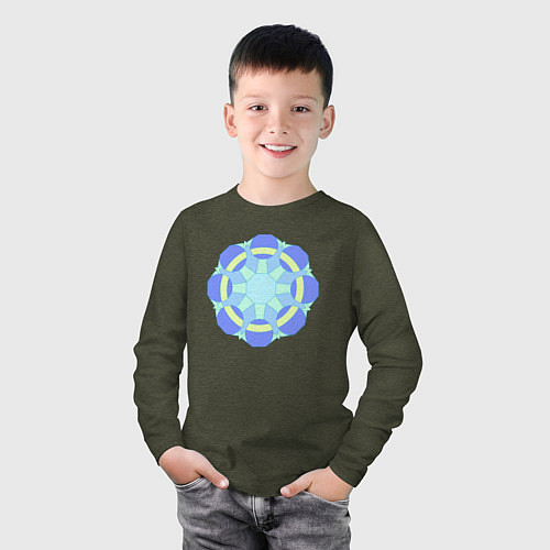 Детский лонгслив Орнамент графический / Меланж-хаки – фото 3