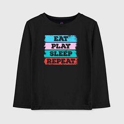 Лонгслив хлопковый детский Eat play sleep repeat, цвет: черный