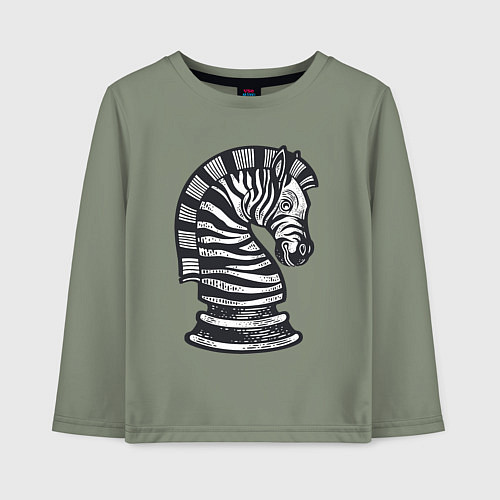 Детский лонгслив Шахматная зебра / Авокадо – фото 1