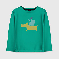 Лонгслив хлопковый детский Bird dog cat, цвет: зеленый