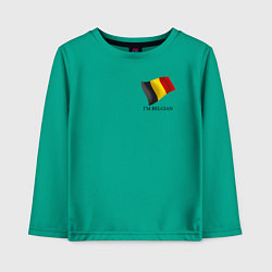 Лонгслив хлопковый детский Im Belgian - motto, цвет: зеленый