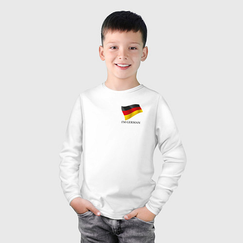 Детский лонгслив Im German - motto / Белый – фото 3