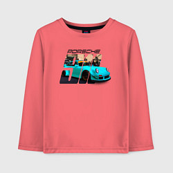 Лонгслив хлопковый детский Немецкий спортивный автомобиль Порше, цвет: коралловый