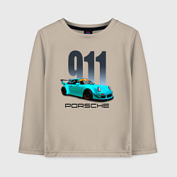 Лонгслив хлопковый детский Cпортивный автомобиль Porsche, цвет: миндальный