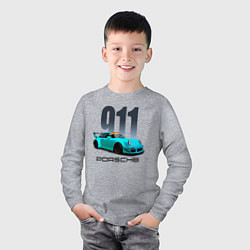 Лонгслив хлопковый детский Cпортивный автомобиль Porsche, цвет: меланж — фото 2