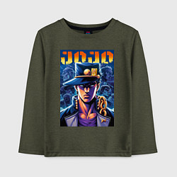 Лонгслив хлопковый детский Jojo - Jotaro Kujo ai art, цвет: меланж-хаки