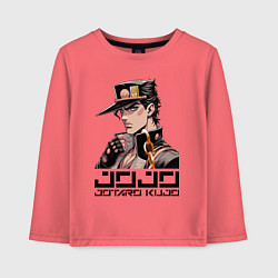 Лонгслив хлопковый детский Jotaro Kujo - Jojo ai art, цвет: коралловый