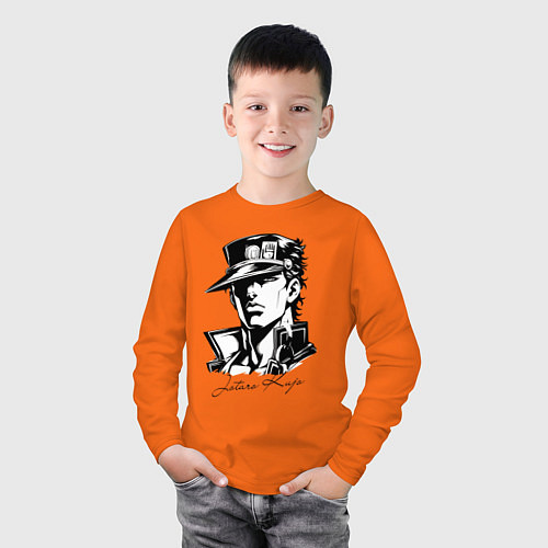 Детский лонгслив Jotaro Kujo - anime ai art / Оранжевый – фото 3