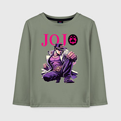 Лонгслив хлопковый детский Джотаро Куджо - нейросеть, цвет: авокадо