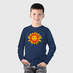 Лонгслив хлопковый детский Огненное солнце, цвет: тёмно-синий — фото 2