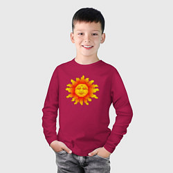 Лонгслив хлопковый детский Огненное солнце, цвет: маджента — фото 2