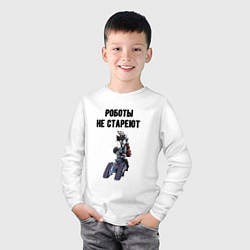 Лонгслив хлопковый детский Роботы не стареют, цвет: белый — фото 2