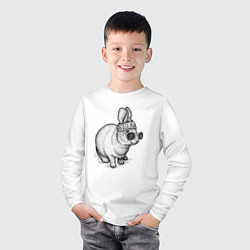 Лонгслив хлопковый детский Стильный зайчишка, цвет: белый — фото 2