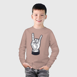 Лонгслив хлопковый детский Rock hand, цвет: пыльно-розовый — фото 2