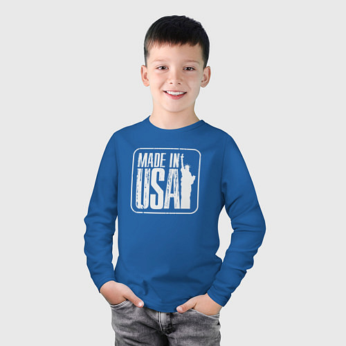 Детский лонгслив Сделан в США / Синий – фото 3