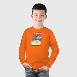 Лонгслив хлопковый детский Кот-хлеб и голубь, цвет: оранжевый — фото 2