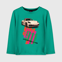 Лонгслив хлопковый детский Спортивный автомобиль Porsche 911 Turbo, цвет: зеленый
