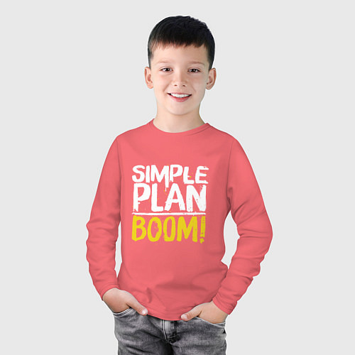 Детский лонгслив Simple plan - boom / Коралловый – фото 3