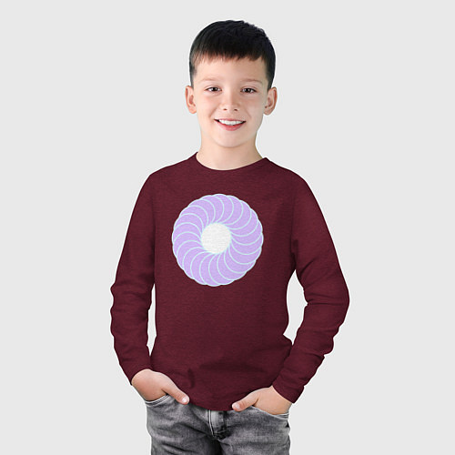 Детский лонгслив Наслоение окружностей по кругу / Меланж-бордовый – фото 3