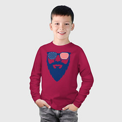 Лонгслив хлопковый детский Американец бородач, цвет: маджента — фото 2