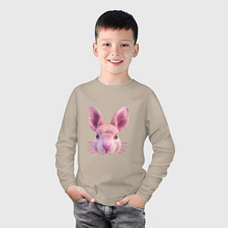 Лонгслив хлопковый детский Розовый заяц - портрет кролика, цвет: миндальный — фото 2