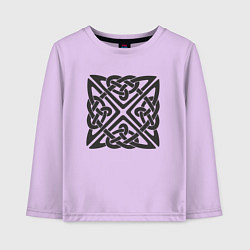 Лонгслив хлопковый детский Квадратный кельтский черный узор, цвет: лаванда