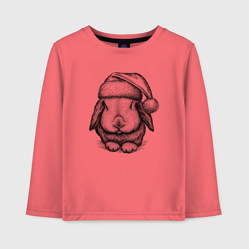 Детский лонгслив Новогодний зайченок / Коралловый – фото 1