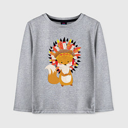 Лонгслив хлопковый детский Fox indian, цвет: меланж