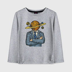 Лонгслив хлопковый детский Человек сатурн, цвет: меланж