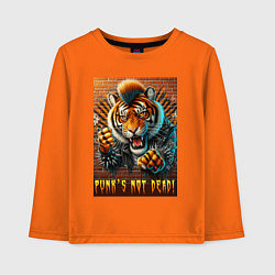 Детский лонгслив Punks not dead - motto tiger