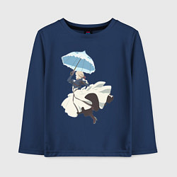 Лонгслив хлопковый детский Вайолет Эвергарден автозапоминающая кукла, цвет: тёмно-синий