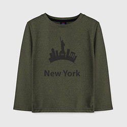 Лонгслив хлопковый детский New York mood, цвет: меланж-хаки