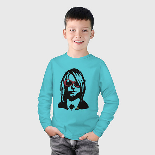 Детский лонгслив Kurt Cobain Nirvana portrait / Бирюзовый – фото 3